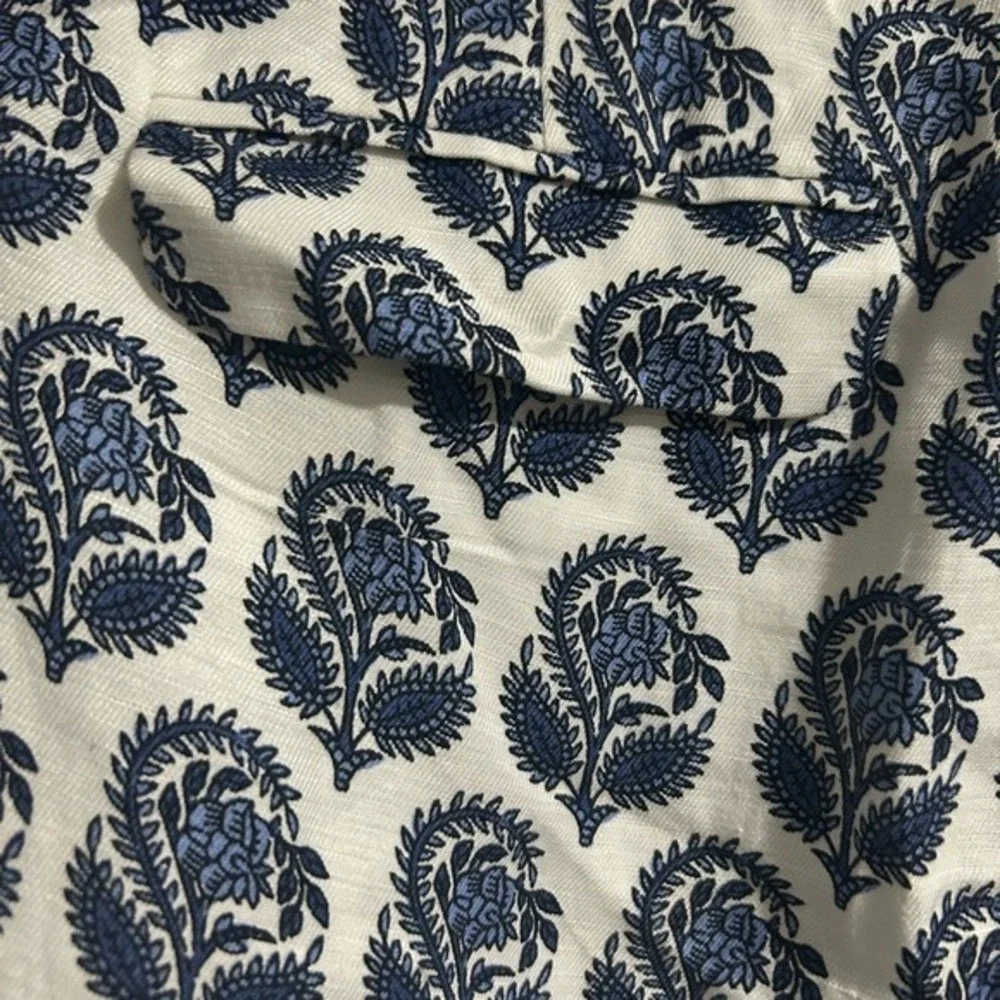 J. Crew Linen Cupro Paisley Pleated Trousers Blue White BQ738 4P NEW